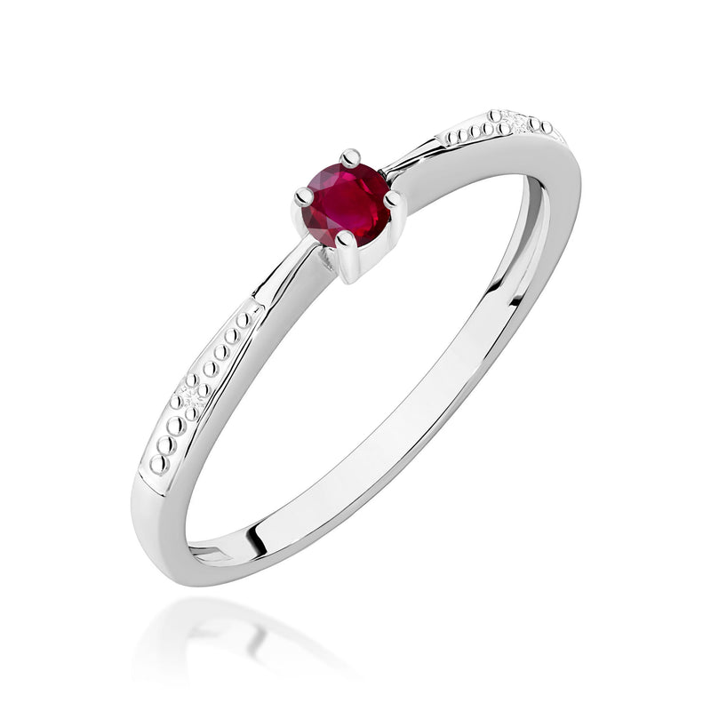 Inel Aur 9K cu Rubin 0.15 ct si Diamante Naturale 0.01 ct, imaginea 5 din 8