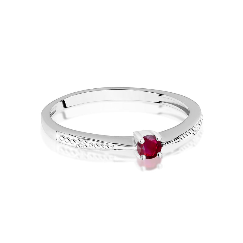 Inel Aur 9K cu Rubin 0.15 ct si Diamante Naturale 0.01 ct, imaginea 6 din 8