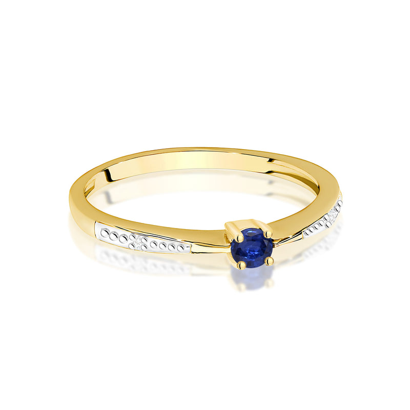 Inel Aur 9K cu Safir 0.15 ct si Diamante Naturale 0.01 ct, imaginea 2 din 4