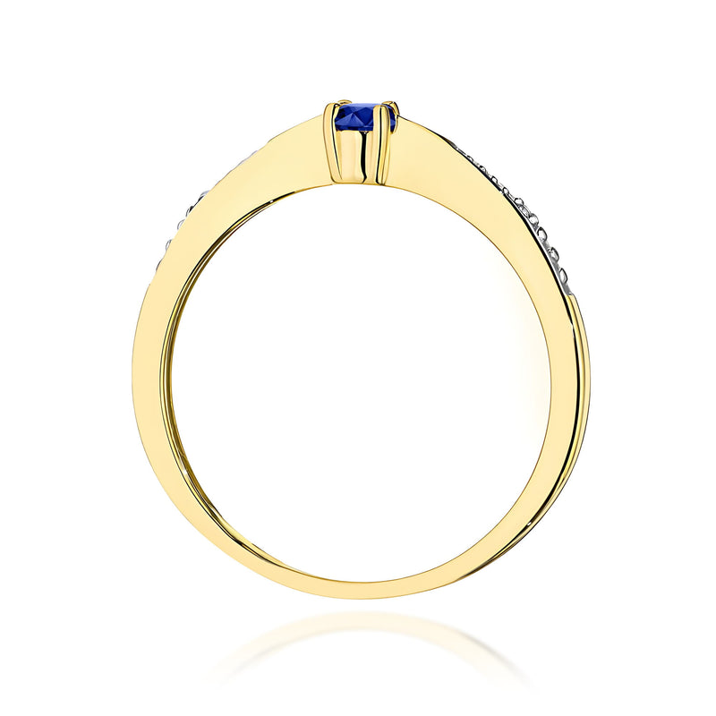 Inel Aur 9K cu Safir 0.15 ct si Diamante Naturale 0.01 ct, imaginea 3 din 4