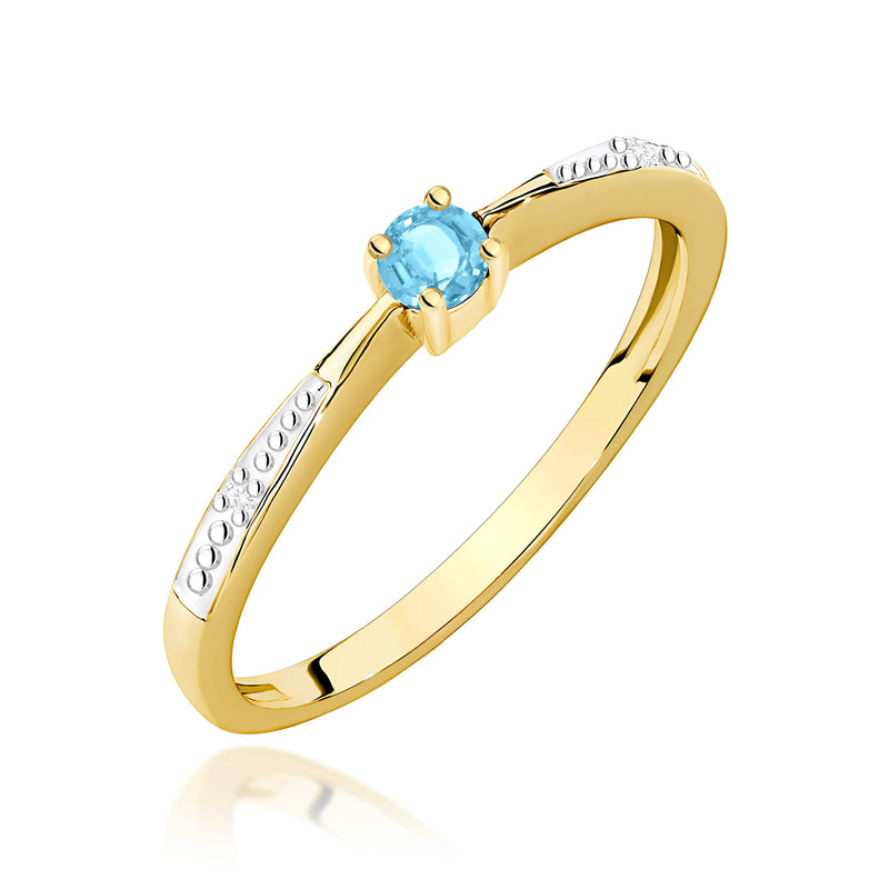 Inel Aur 9K cu Topaz Swiss 0.15 ct si Diamante Naturale 0.01 ct — Aur galben