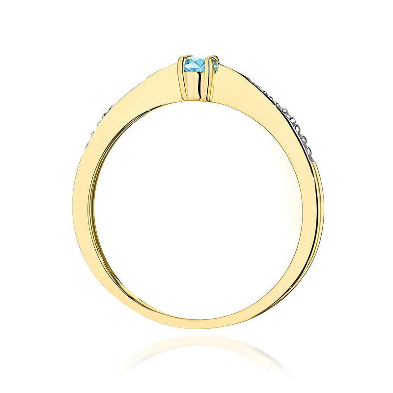 Inel Aur 9K cu Topaz Swiss 0.15 ct si Diamante Naturale 0.01 ct, imaginea 3 din 8