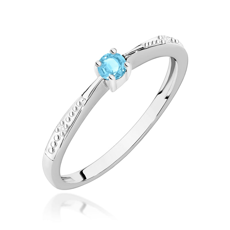 Inel Aur 9K cu Topaz Swiss 0.15 ct si Diamante Naturale 0.01 ct, imaginea 5 din 8