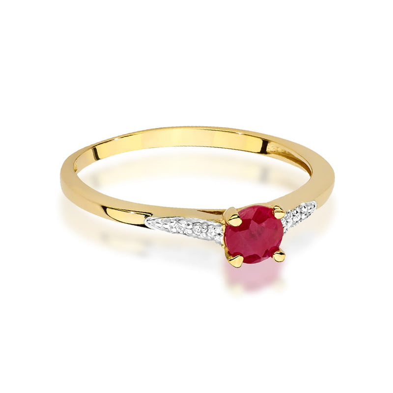 Inel Aur 9K cu Rubin 0.30 ct si Diamante Naturale 0.03 ct, imaginea 2 din 8