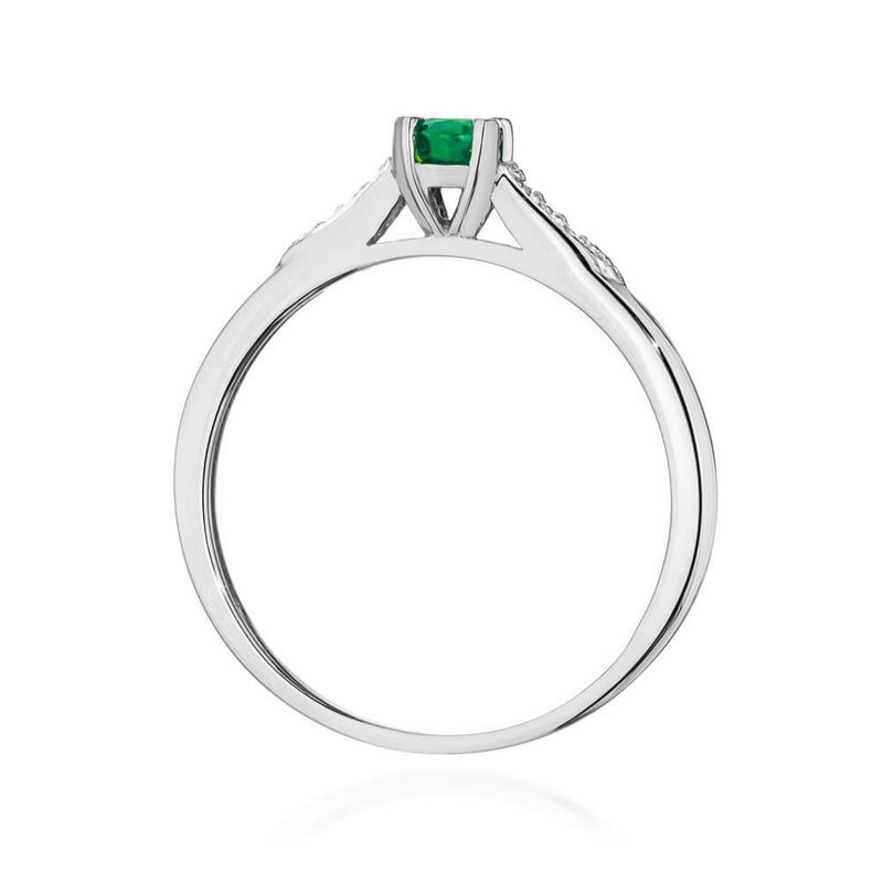 Inel Aur 9K cu Smarald 0.30 ct si Diamante Naturale 0.03 ct, imaginea 7 din 8