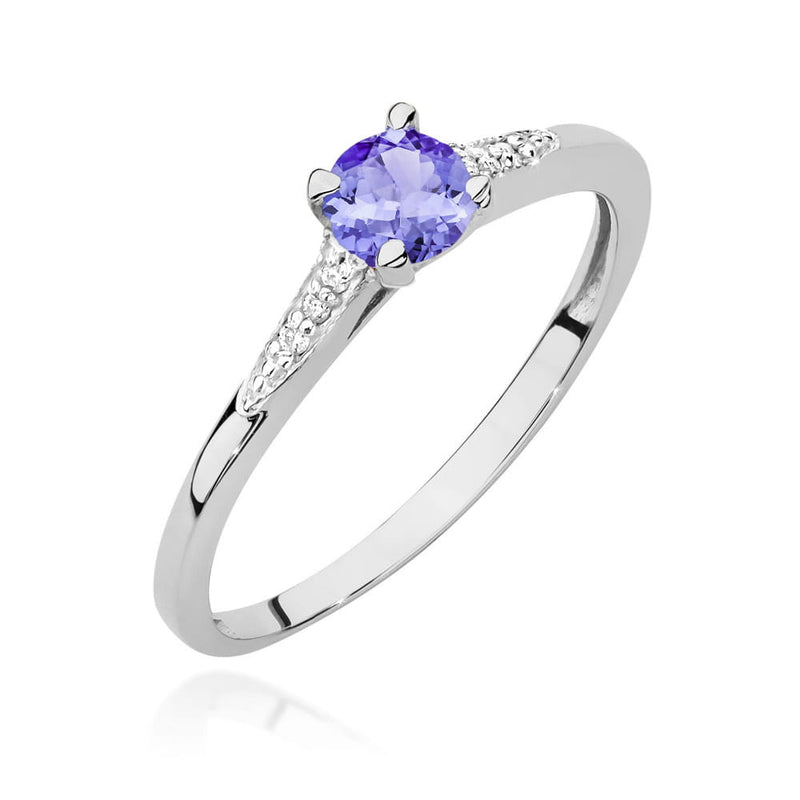 Inel Aur 9K cu Tanzanit 0.35 ct si Diamante Naturale 0.03 ct, imaginea 5 din 8