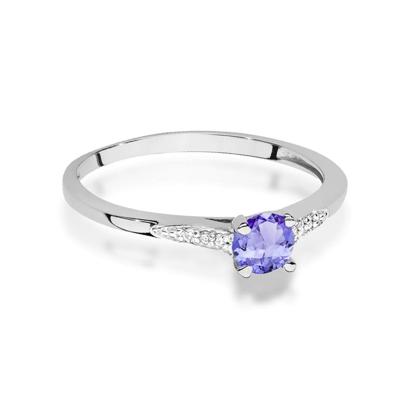 Inel Aur 9K cu Tanzanit 0.35 ct si Diamante Naturale 0.03 ct, imaginea 6 din 8
