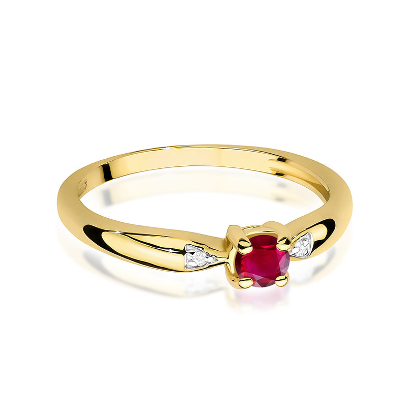Inel Aur 9K cu Rubin 0.15 ct si Diamante Naturale 0.01 ct, imaginea 2 din 8