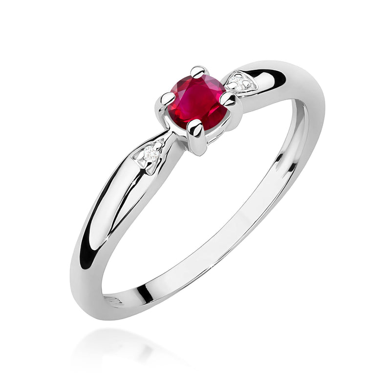 Inel Aur 9K cu Rubin 0.15 ct si Diamante Naturale 0.01 ct, imaginea 5 din 8