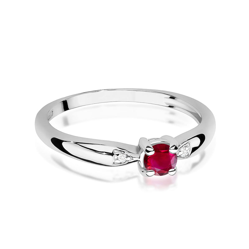 Inel Aur 9K cu Rubin 0.15 ct si Diamante Naturale 0.01 ct, imaginea 6 din 8