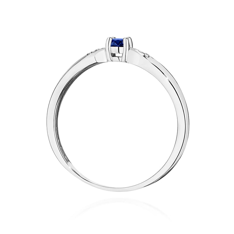 Inel Aur 9K cu Safir 0.15 ct si Diamante Naturale 0.01 ct, imaginea 7 din 8