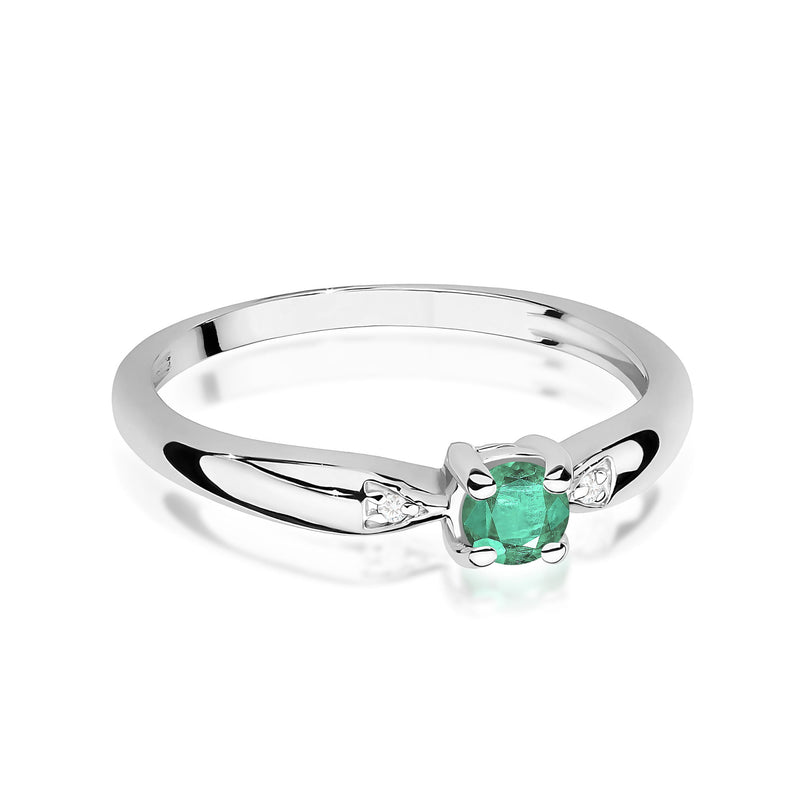 Inel Aur 9K cu Smarald 0.15 ct si Diamante Naturale 0.01 ct, imaginea 6 din 8