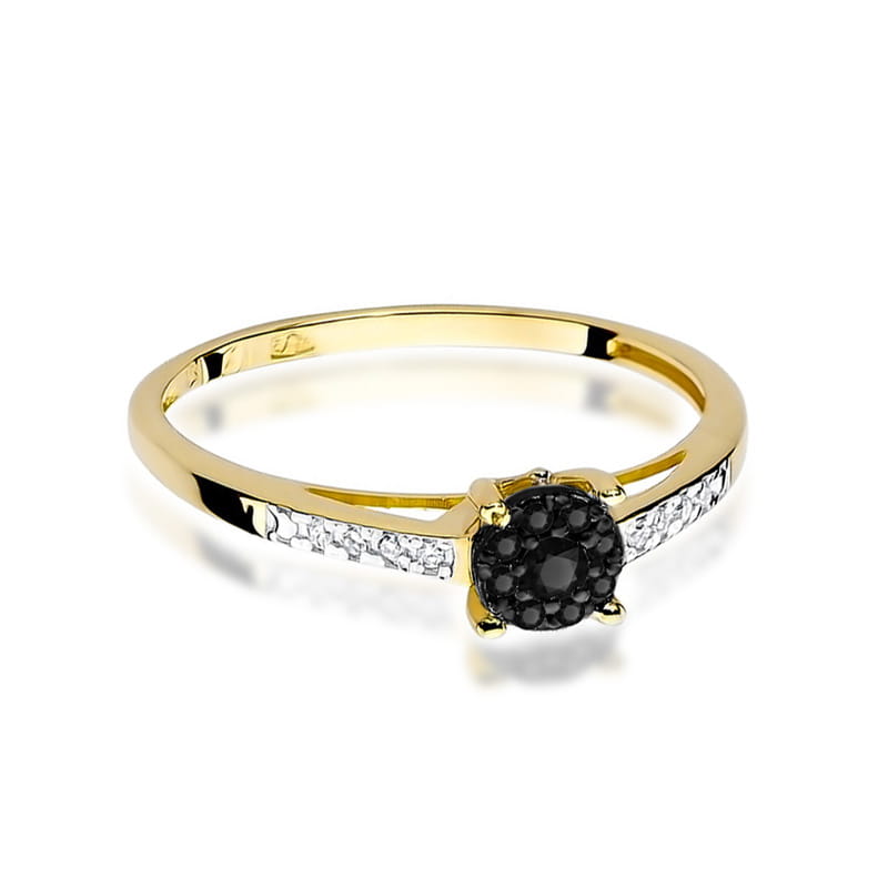Inel Aur 9K cu Diamante Naturale Albe si Negre 0.12 ct, imaginea 2 din 6