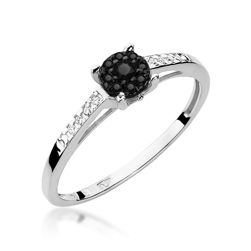 Inel Aur 9K cu Diamante Naturale Albe si Negre 0.12 ct, imaginea 4 din 6