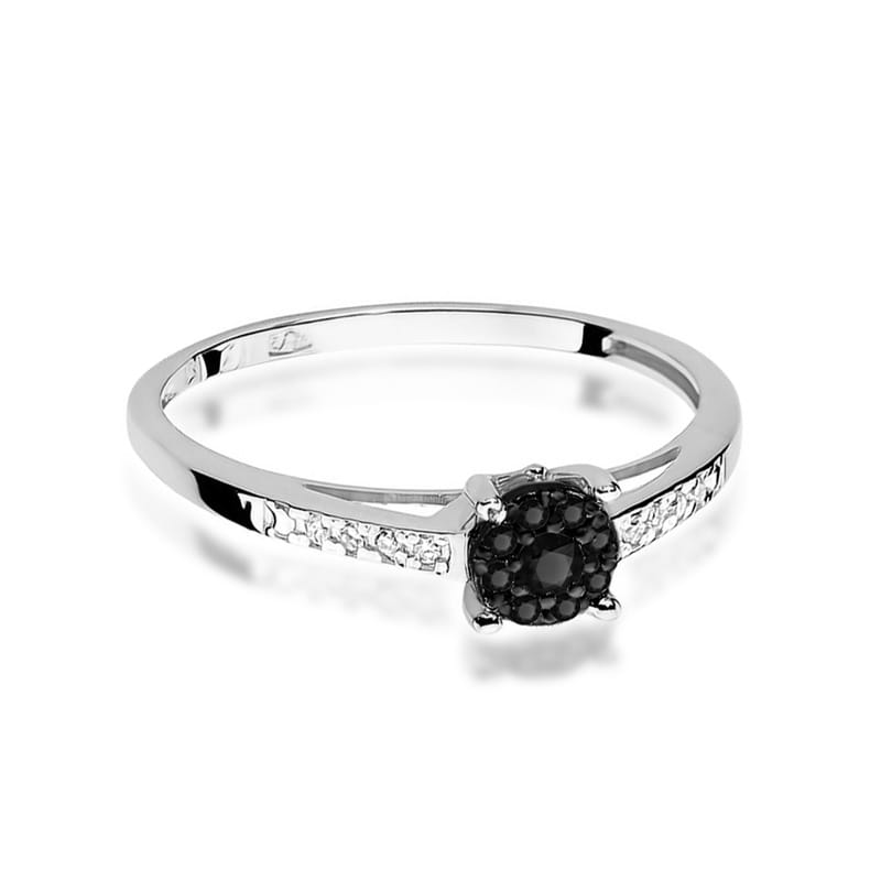 Inel Aur 9K cu Diamante Naturale Albe si Negre 0.12 ct, imaginea 5 din 6