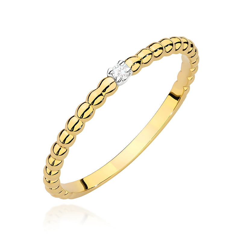 Inel Aur 9K cu Diamant Natural 0.02 ct — Aur galben