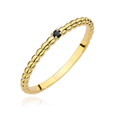 Inel Aur 9K cu Diamant Natural Negru 0.02 ct