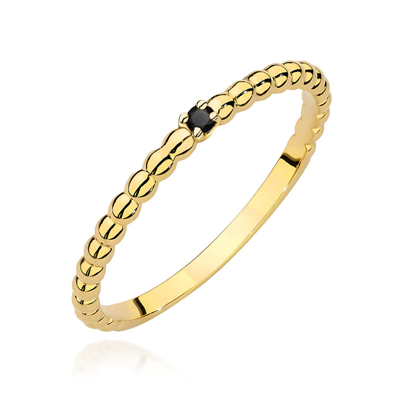 Inel Aur 9K cu Diamant Natural Negru 0.02 ct — Aur galben