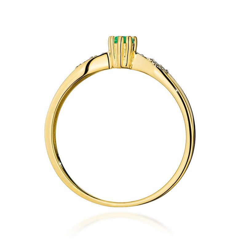 Inel Aur 9K cu Smarald 0.15 ct si Diamante Naturale 0.06 ct, imaginea 3 din 4