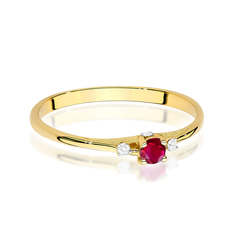 Inel Aur 9K cu Rubin 0.15 ct si Diamante Naturale 0.05 ct, imaginea 2 din 8