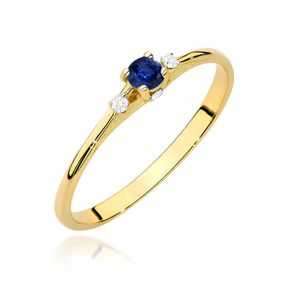 Inel Aur 9K cu Safir 0.15 ct si Diamante Naturale 0.05 ct