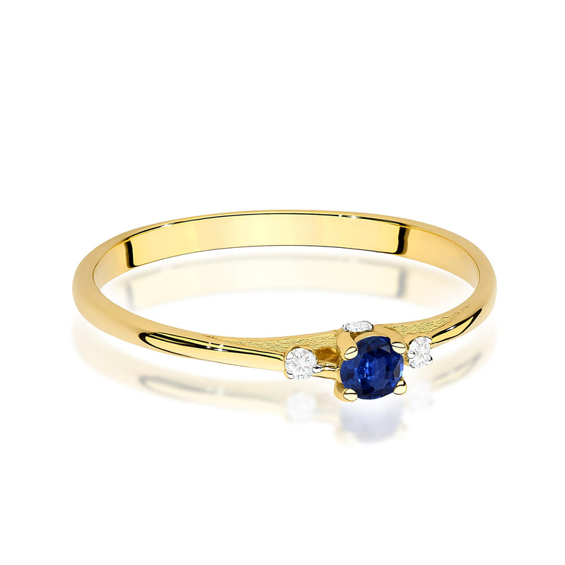 Inel Aur 9K cu Safir 0.15 ct si Diamante Naturale 0.05 ct, imaginea 2 din 8