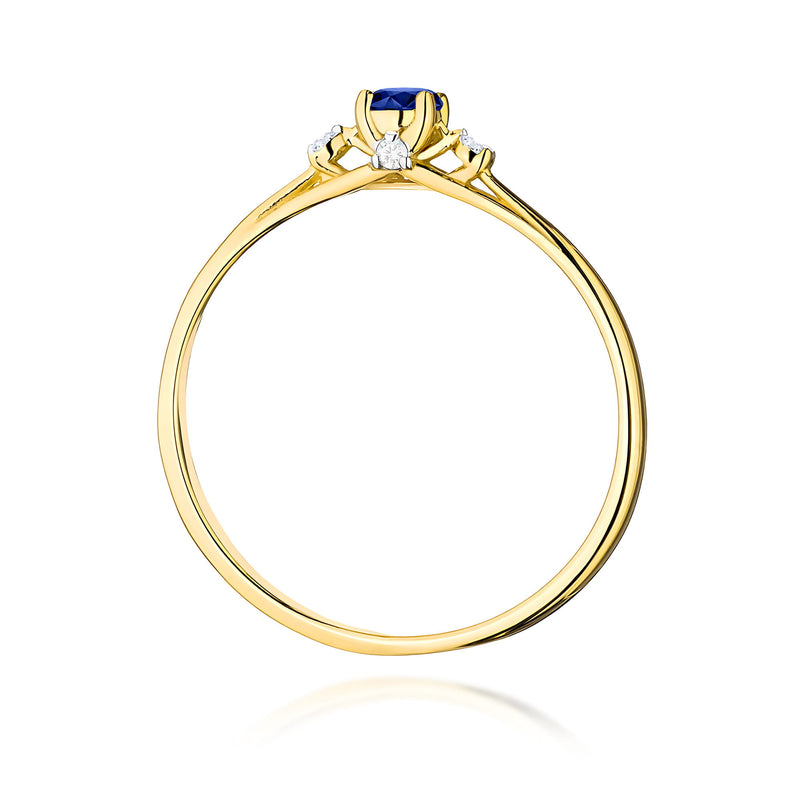 Inel Aur 9K cu Safir 0.15 ct si Diamante Naturale 0.05 ct, imaginea 3 din 8