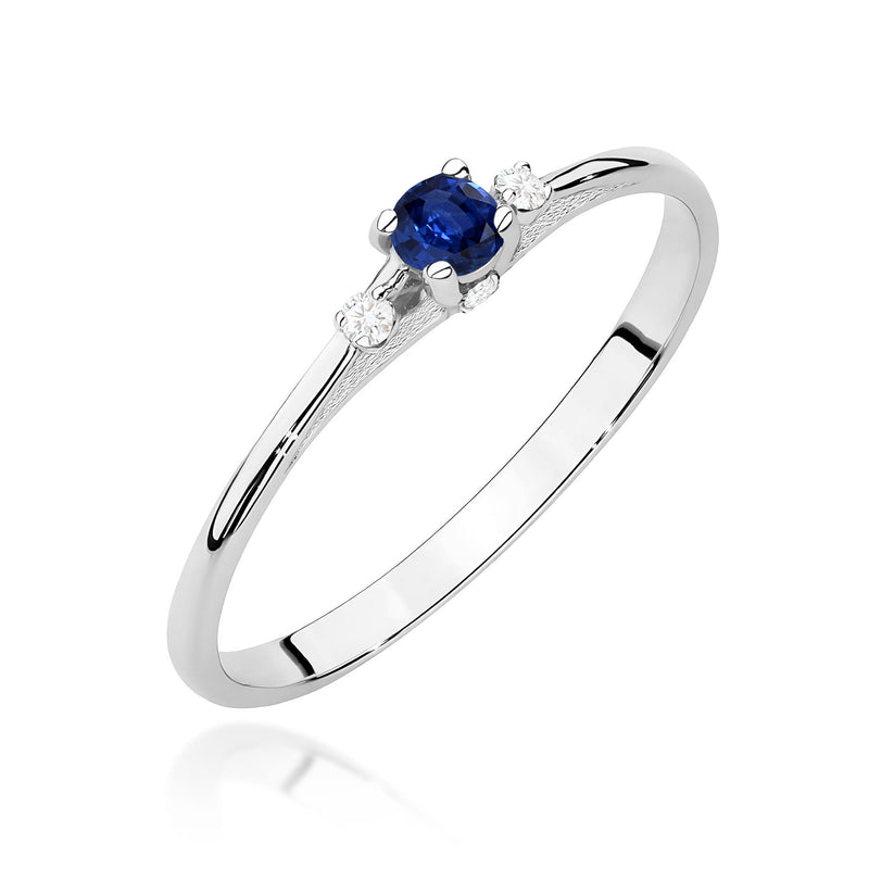 Inel Aur 9K cu Safir 0.15 ct si Diamante Naturale 0.05 ct, imaginea 5 din 8