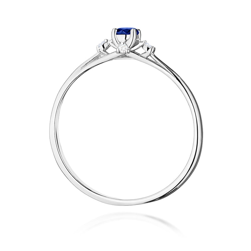 Inel Aur 9K cu Safir 0.15 ct si Diamante Naturale 0.05 ct, imaginea 7 din 8