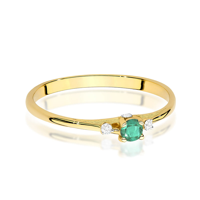 Inel Aur 9K cu Smarald 0.15 ct si Diamante Naturale 0.05 ct, imaginea 2 din 8