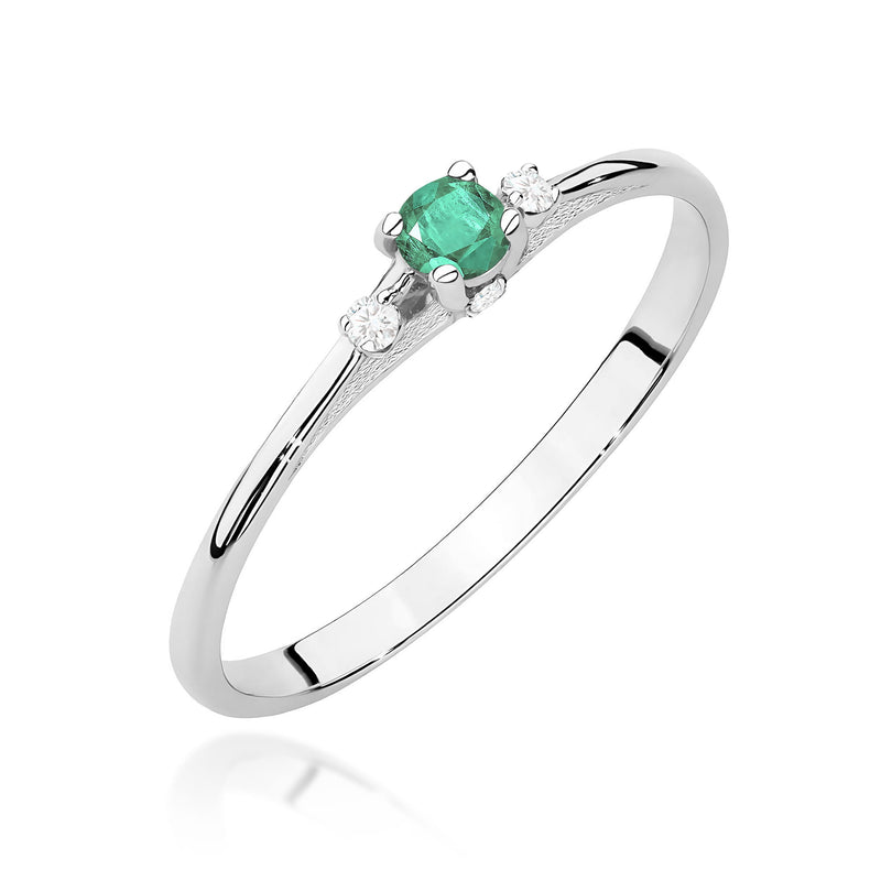 Inel Aur 9K cu Smarald 0.15 ct si Diamante Naturale 0.05 ct, imaginea 5 din 8