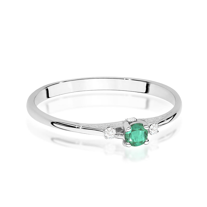 Inel Aur 9K cu Smarald 0.15 ct si Diamante Naturale 0.05 ct, imaginea 6 din 8