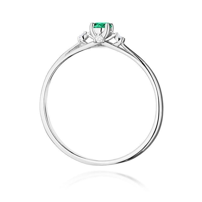 Inel Aur 9K cu Smarald 0.15 ct si Diamante Naturale 0.05 ct, imaginea 7 din 8