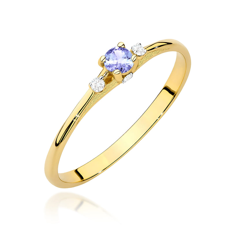 Inel Aur 9K cu Tanzanit 0.15 ct si Diamante Naturale 0.05 ct — Aur galben