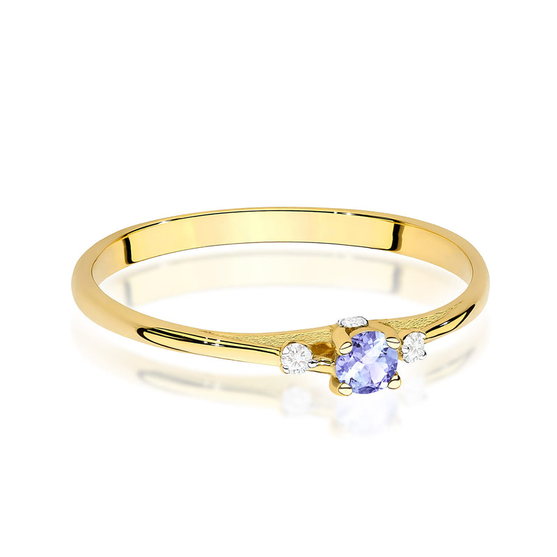 Inel Aur 9K cu Tanzanit 0.15 ct si Diamante Naturale 0.05 ct, imaginea 2 din 8