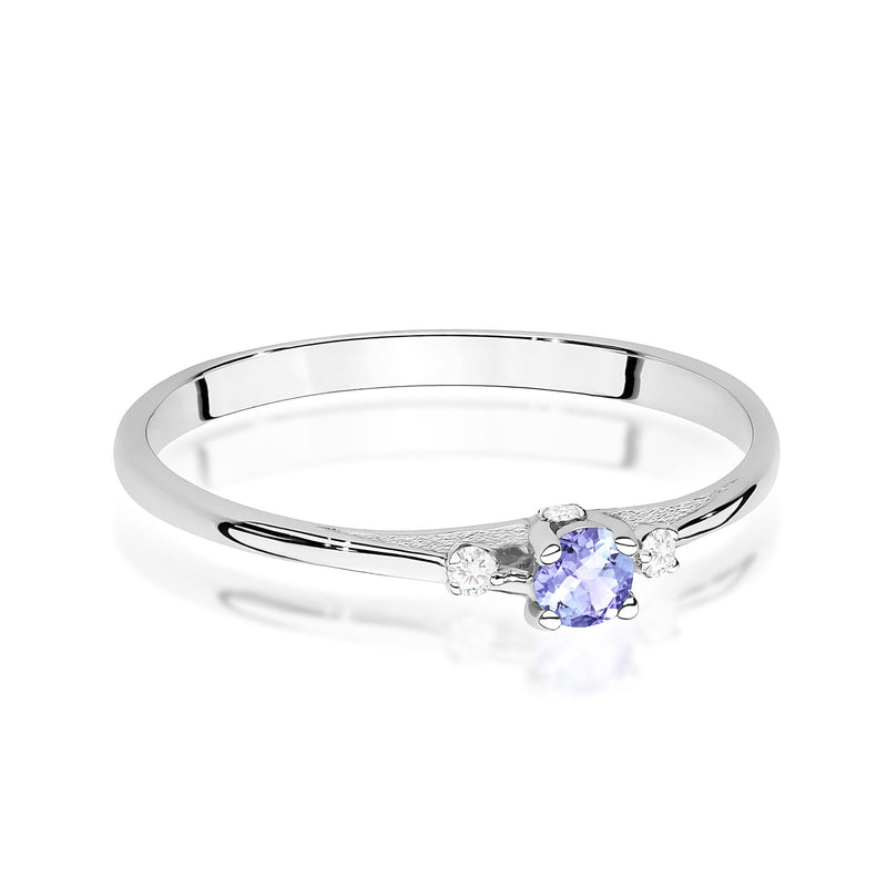Inel Aur 9K cu Tanzanit 0.15 ct si Diamante Naturale 0.05 ct, imaginea 6 din 8
