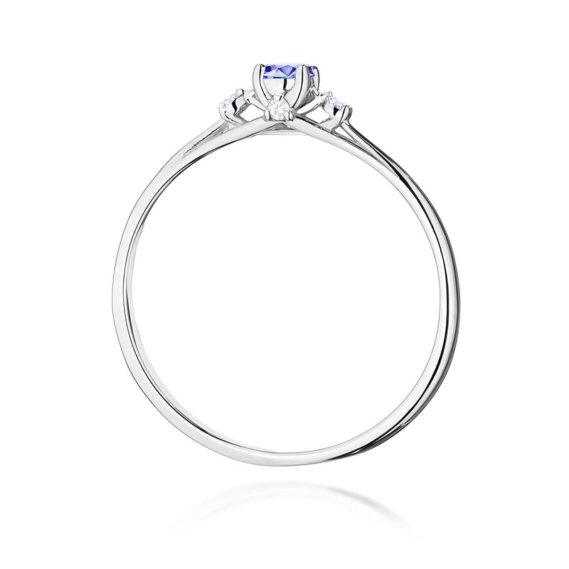 Inel Aur 9K cu Tanzanit 0.15 ct si Diamante Naturale 0.05 ct, imaginea 7 din 8
