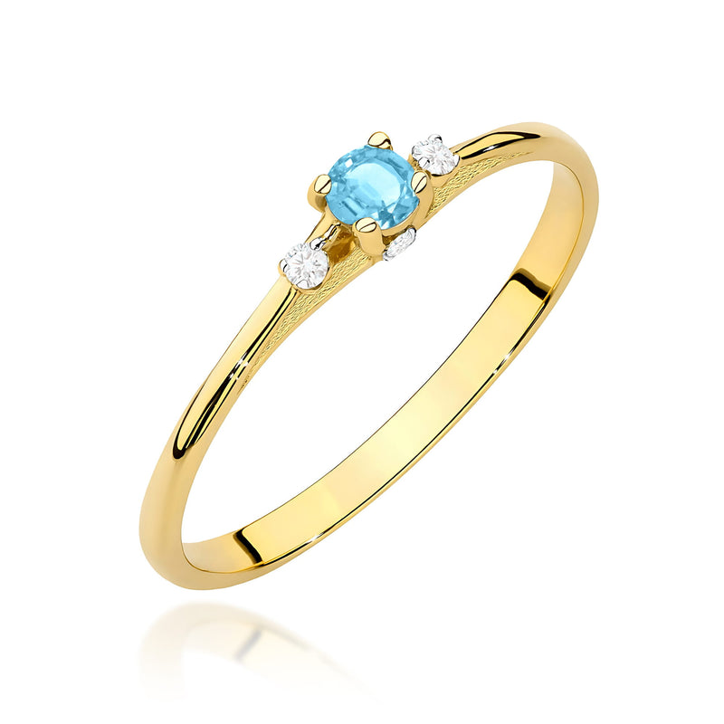 Inel Aur 9K cu Topaz Swiss 0.15 ct si Diamante Naturale 0.05 ct — Aur galben