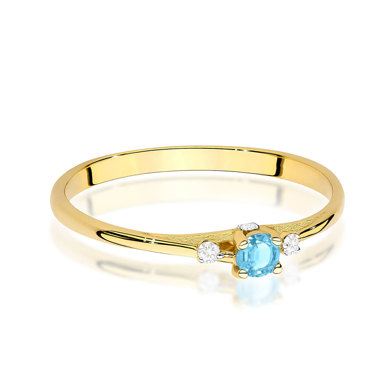 Inel Aur 9K cu Topaz Swiss 0.15 ct si Diamante Naturale 0.05 ct, imaginea 2 din 8