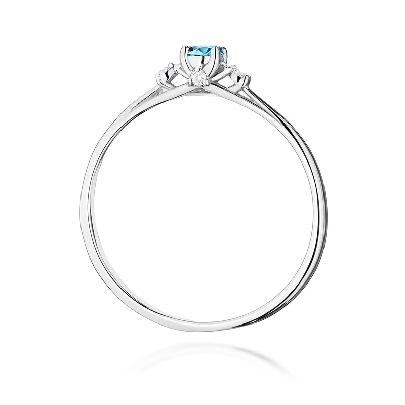 Inel Aur 9K cu Topaz Swiss 0.15 ct si Diamante Naturale 0.05 ct, imaginea 7 din 8