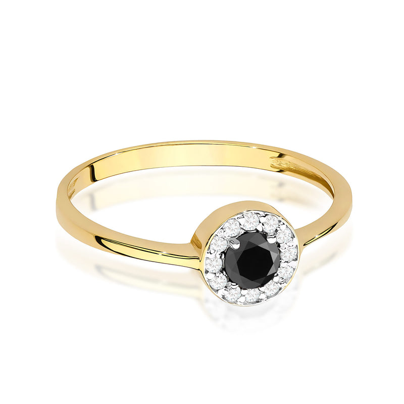 Inel Aur 9K cu Diamante Naturale Albe si Negre 0.40 ct, imaginea 2 din 8