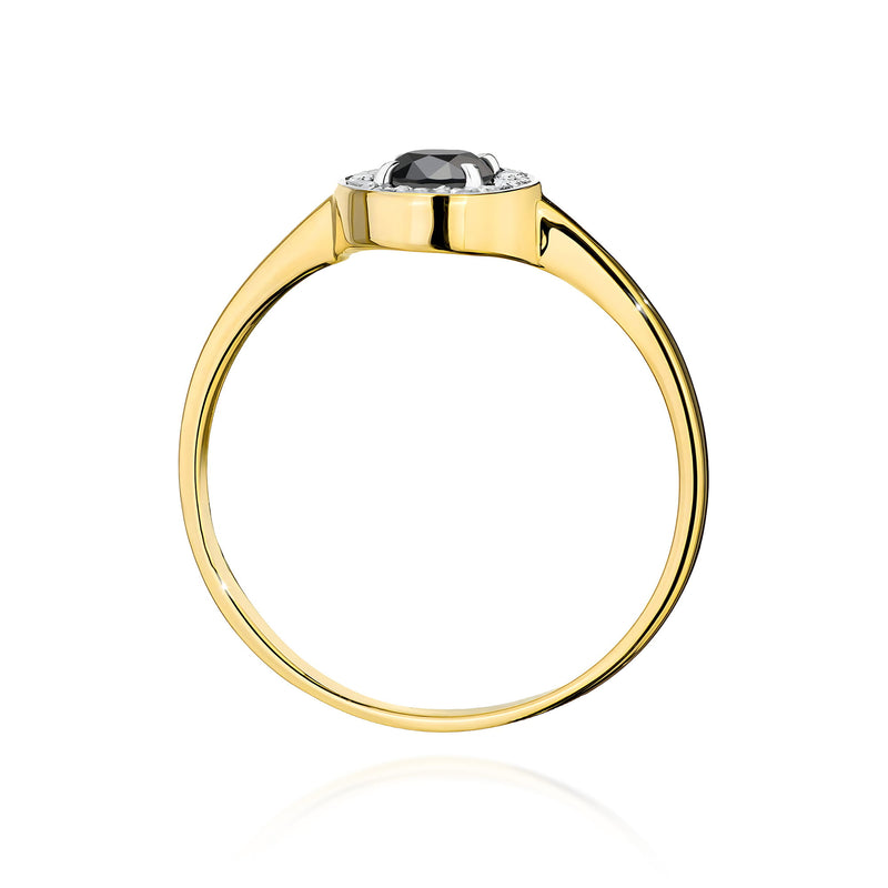Inel Aur 9K cu Diamante Naturale Albe si Negre 0.40 ct, imaginea 3 din 8