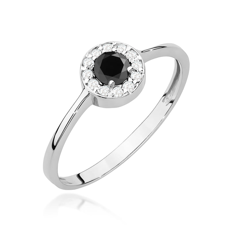Inel Aur 9K cu Diamante Naturale Albe si Negre 0.40 ct, imaginea 5 din 8