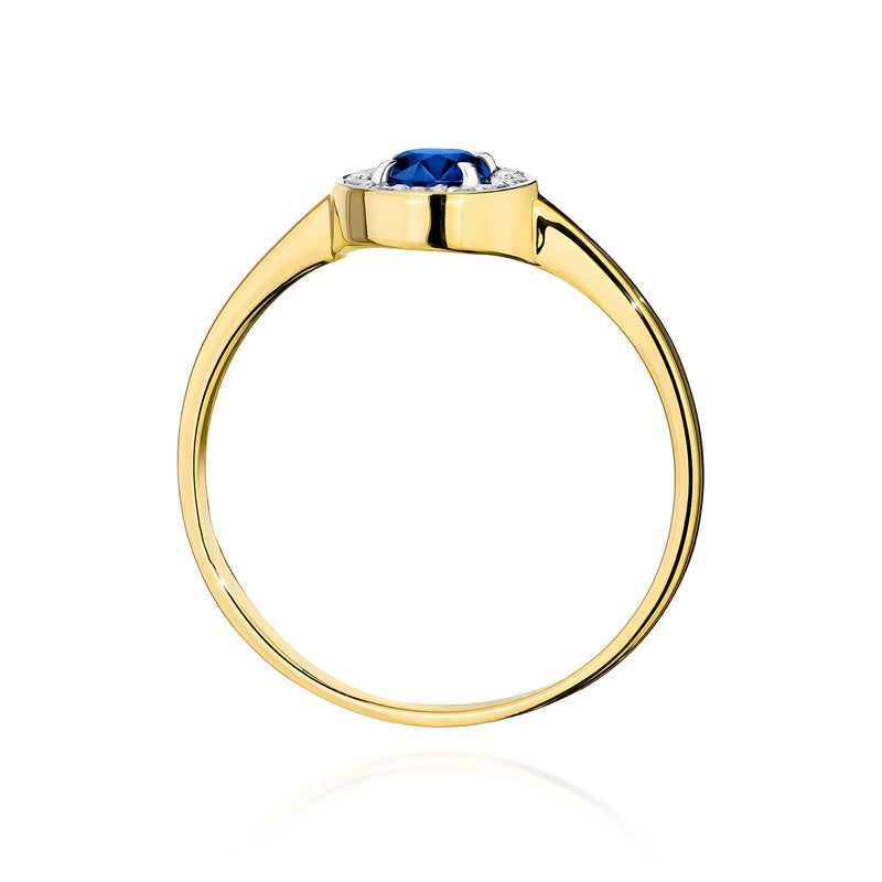 Inel Aur 9K cu Safir 0.30 ct si Diamante Naturale 0.10 ct, imaginea 3 din 8