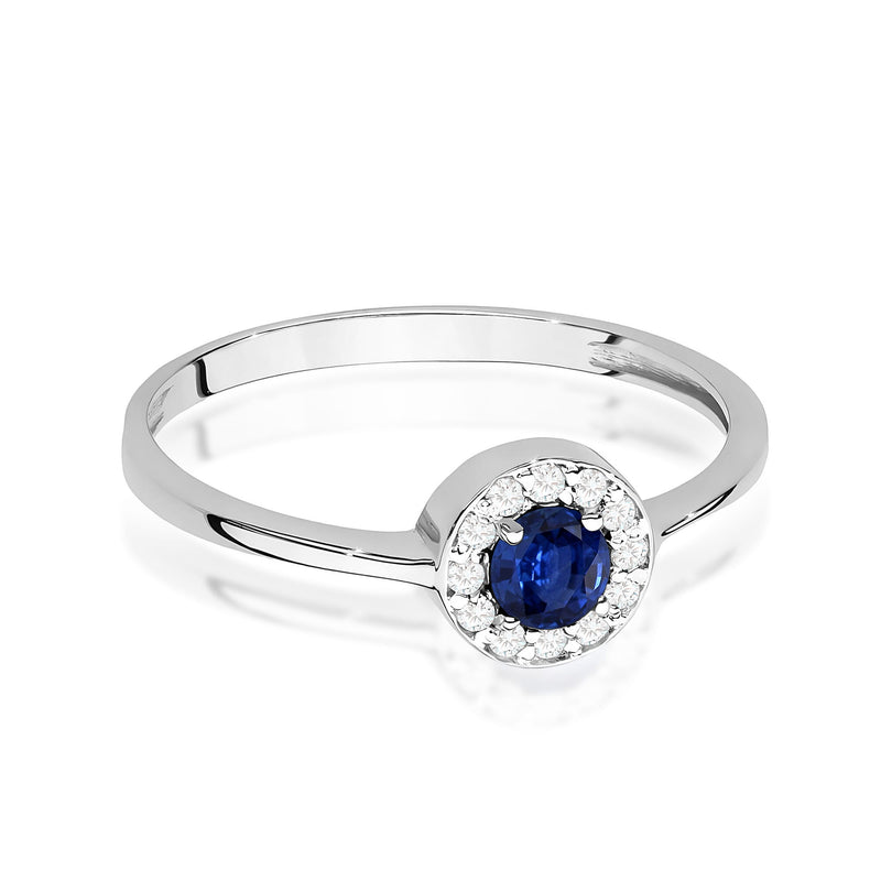 Inel Aur 9K cu Safir 0.30 ct si Diamante Naturale 0.10 ct, imaginea 6 din 8