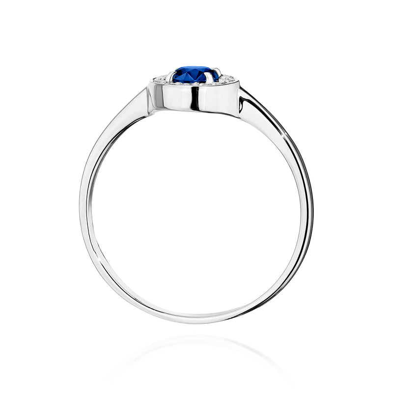 Inel Aur 9K cu Safir 0.30 ct si Diamante Naturale 0.10 ct, imaginea 7 din 8