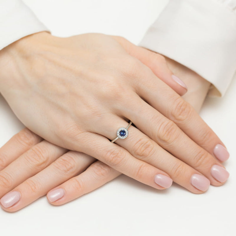 Inel Aur 9K cu Safir 0.30 ct si Diamante Naturale 0.10 ct, imaginea 8 din 8