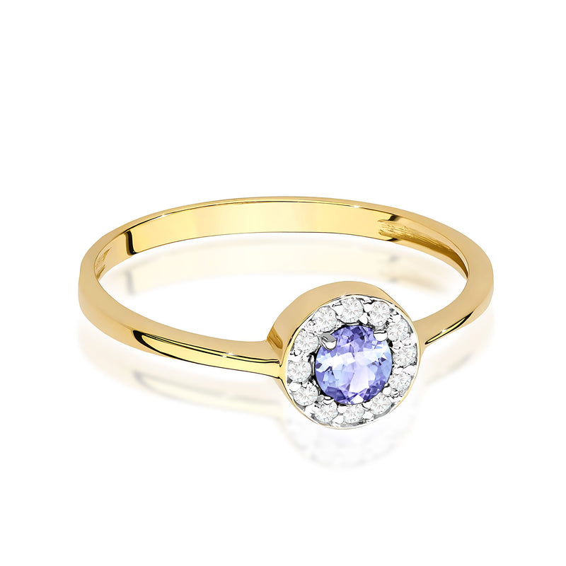 Inel Aur 9K cu Tanzanit 0.35 ct si Diamante Naturale 0.10 ct, imaginea 2 din 8