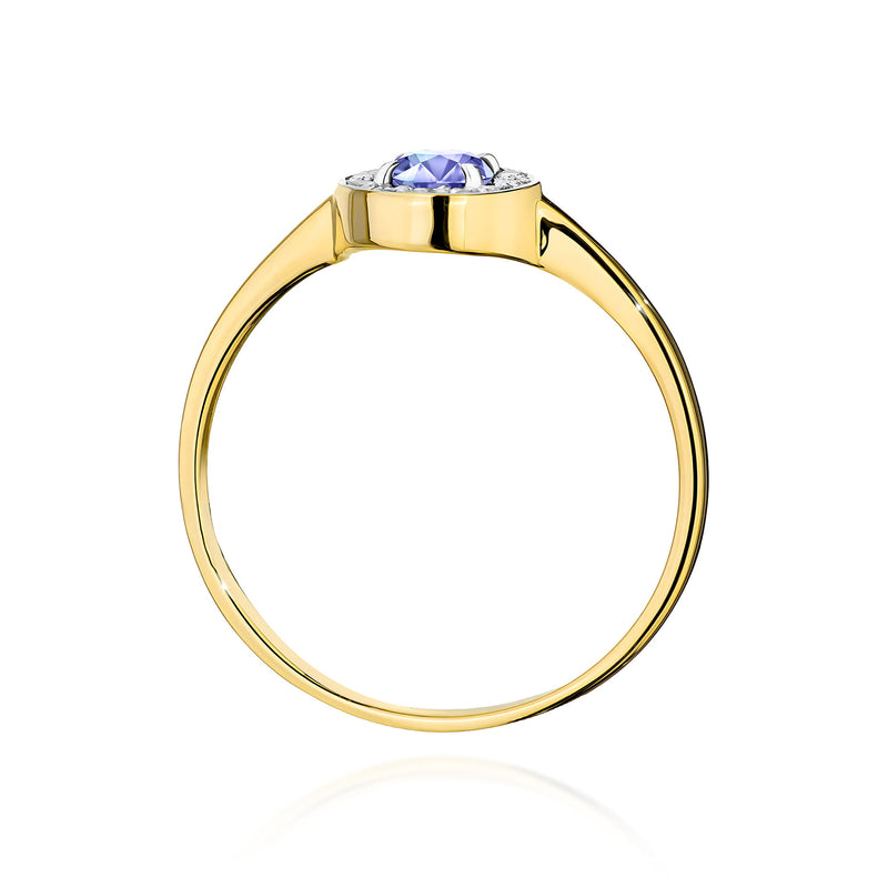 Inel Aur 9K cu Tanzanit 0.35 ct si Diamante Naturale 0.10 ct, imaginea 3 din 8