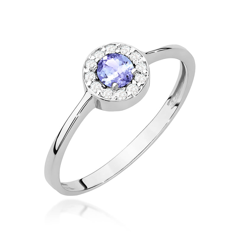 Inel Aur 9K cu Tanzanit 0.35 ct si Diamante Naturale 0.10 ct, imaginea 5 din 8